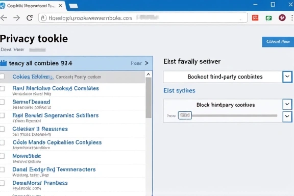 Grafika przedstawiająca ustawienia przeglądarki dotyczące plików cookie